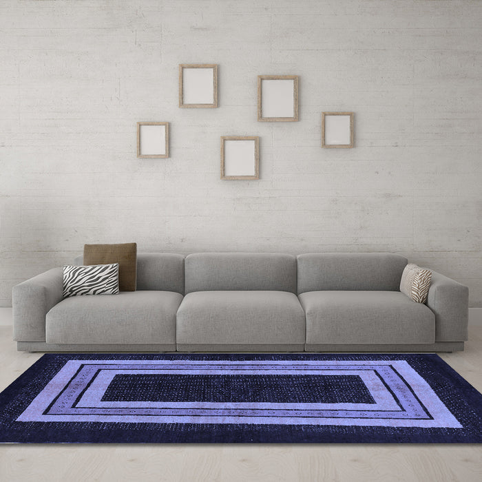 Machine Washable Abstract Blue Modern Rug in a Living Room, wshabs216blu