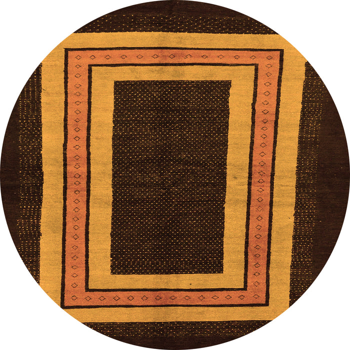 Round Abstract Orange Modern Rug, abs216org