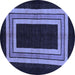 Round Machine Washable Abstract Blue Modern Rug, wshabs216blu