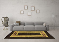 Machine Washable Abstract Brown Modern Rug, wshabs216brn