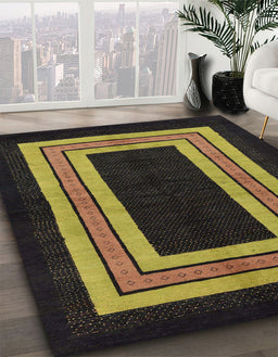 Machine Washable Abstract Dark Golden Brown Rug in a Family Room, wshabs216