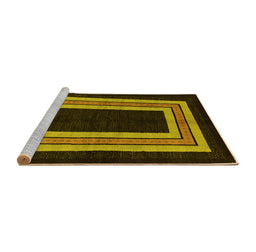 Sideview of Machine Washable Abstract Yellow Modern Rug, wshabs216yw