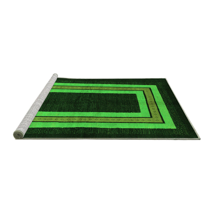 Sideview of Machine Washable Abstract Green Modern Area Rugs, wshabs216grn