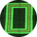 Round Abstract Green Modern Rug, abs216grn