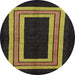 Round Abstract Dark Brown Modern Rug, abs216