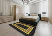 Abstract Dark Brown Modern Rug in a Bedroom, abs216