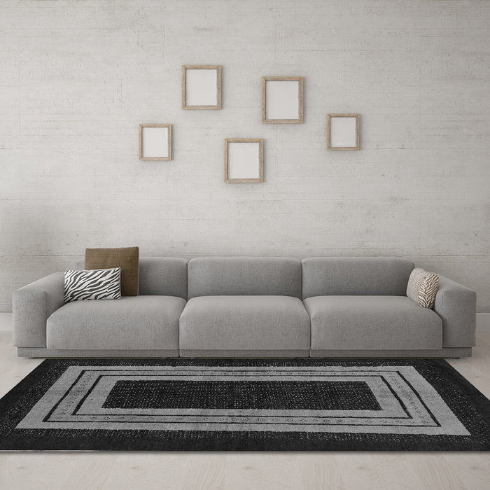 Machine Washable Abstract Gray Modern Rug in a Living Room,, wshabs216gry