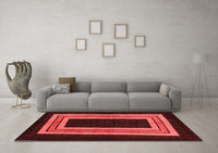 Machine Washable Abstract Red Modern Rug, wshabs216red