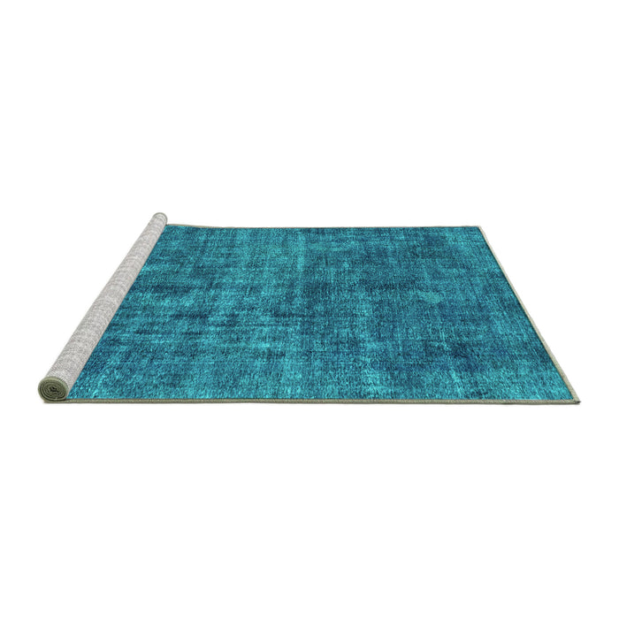 Sideview of Machine Washable Abstract Turquoise Modern Area Rugs, wshabs2170turq
