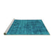 Sideview of Machine Washable Abstract Turquoise Modern Area Rugs, wshabs2170turq