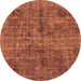 Round Machine Washable Abstract Orange Modern Area Rugs, wshabs2170org