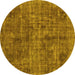 Round Abstract Yellow Modern Rug, abs2170yw