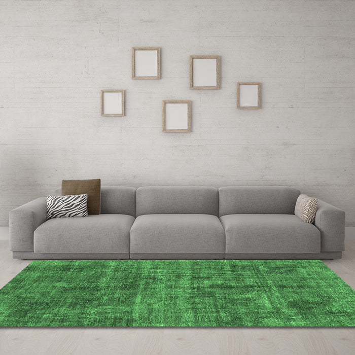Machine Washable Abstract Emerald Green Modern Area Rugs in a Living Room,, wshabs2170emgrn