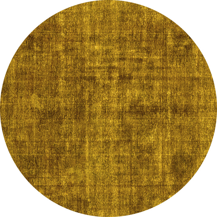 Round Machine Washable Abstract Yellow Modern Rug, wshabs2170yw