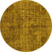 Round Machine Washable Abstract Yellow Modern Rug, wshabs2170yw