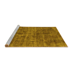 Sideview of Machine Washable Abstract Yellow Modern Rug, wshabs2170yw