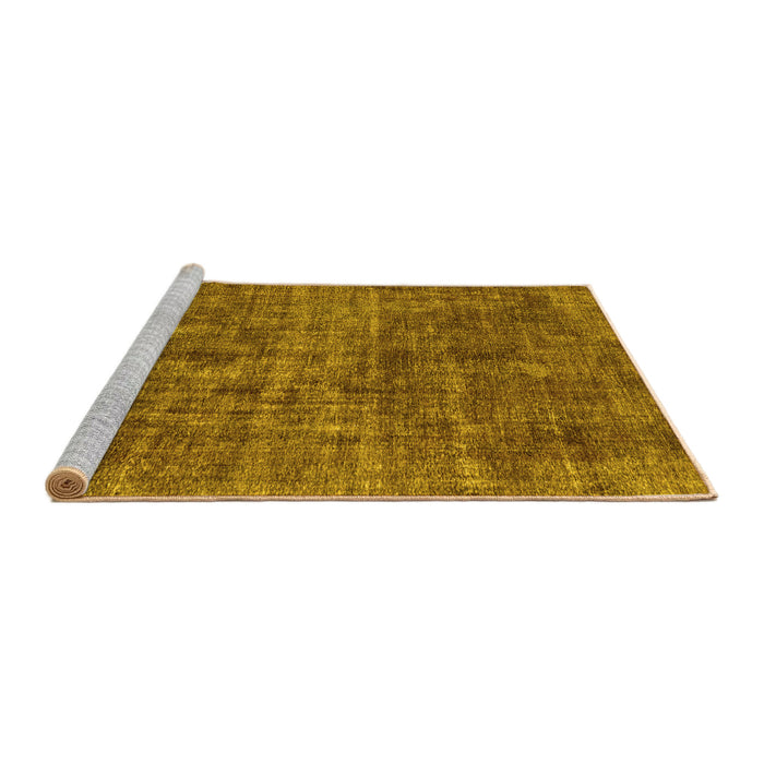 Sideview of Machine Washable Abstract Yellow Modern Rug, wshabs2170yw