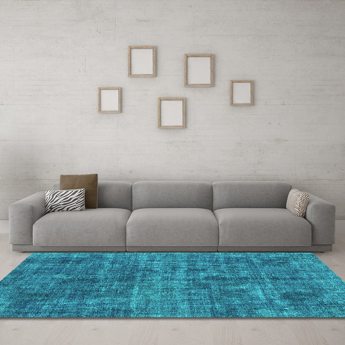 Machine Washable Abstract Turquoise Modern Area Rugs in a Living Room,, wshabs2170turq