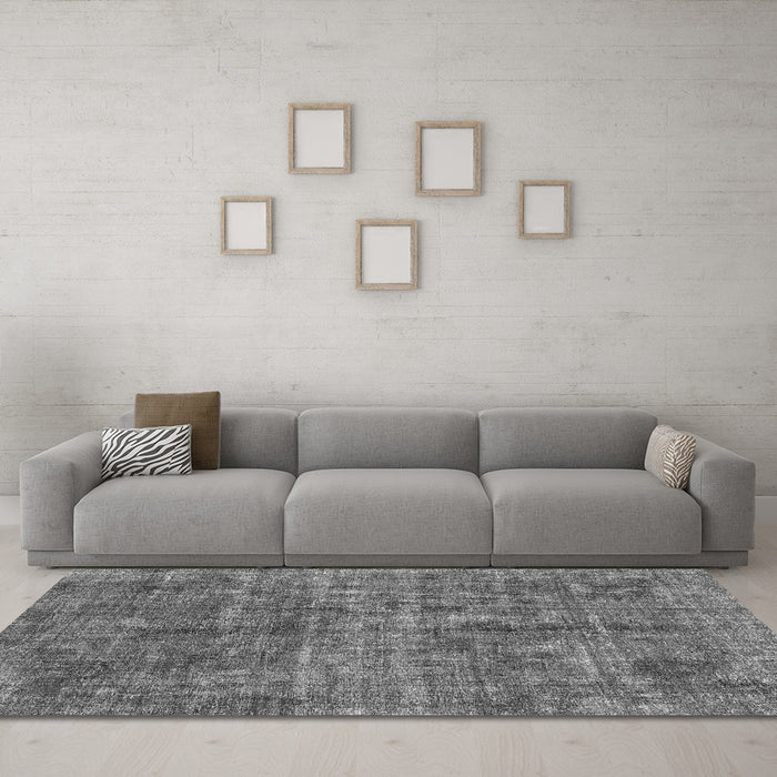 Machine Washable Abstract Gray Modern Rug in a Living Room,, wshabs2170gry
