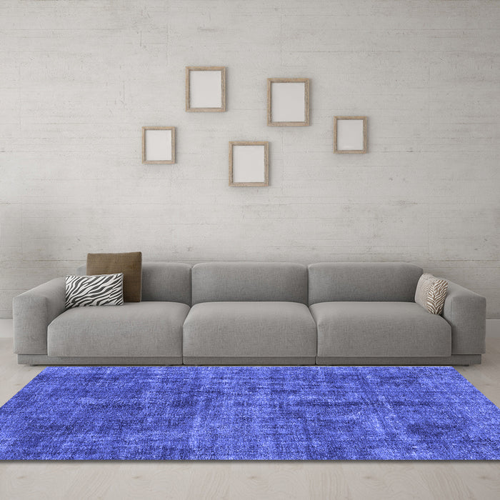 Machine Washable Abstract Blue Modern Rug in a Living Room, wshabs2170blu
