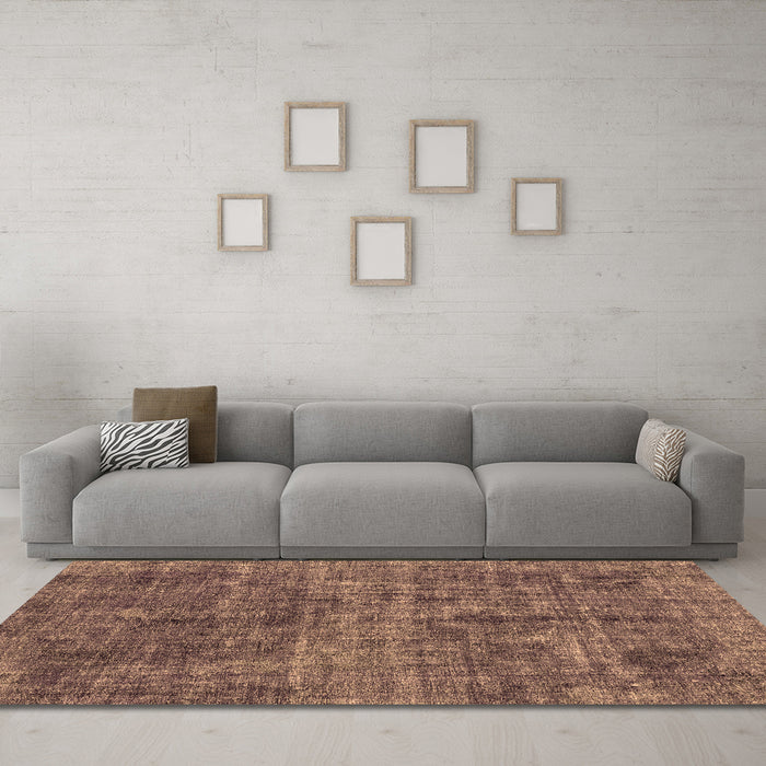 Machine Washable Abstract Brown Modern Rug in a Living Room,, wshabs2170brn