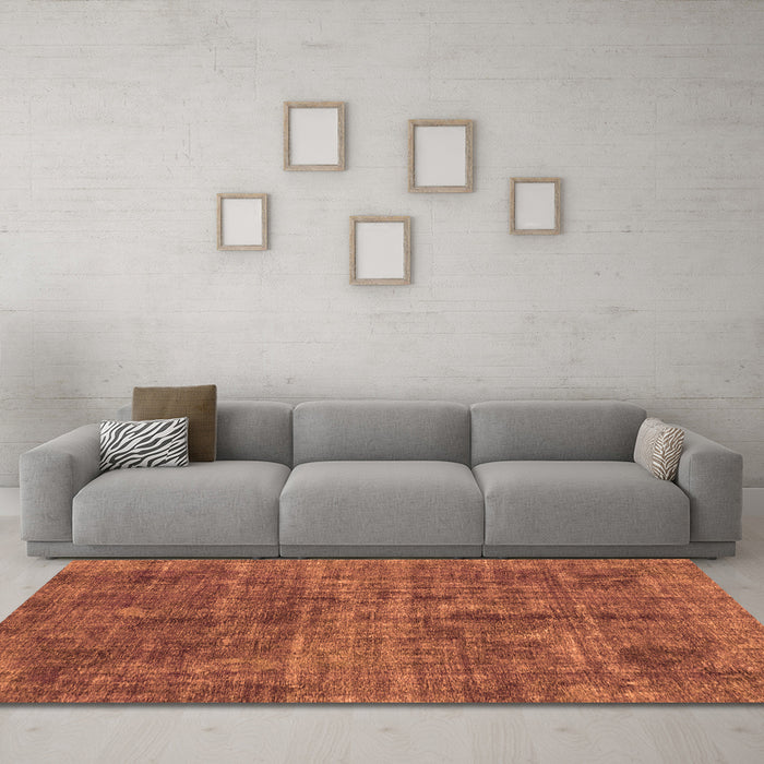 Machine Washable Abstract Orange Modern Area Rugs in a Living Room, wshabs2170org