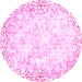 Round Machine Washable Abstract Pink Modern Rug, wshabs2171pnk