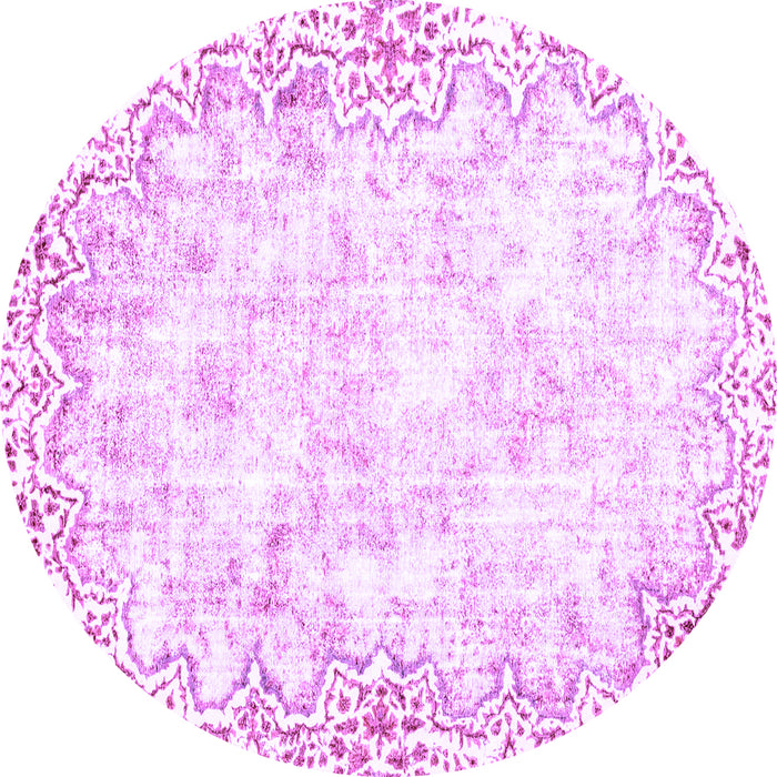 Round Machine Washable Abstract Purple Modern Area Rugs, wshabs2171pur