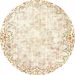 Round Machine Washable Abstract Brown Sugar Brown Rug, wshabs2171