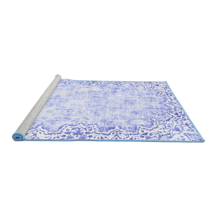 Sideview of Machine Washable Abstract Blue Modern Rug, wshabs2171blu