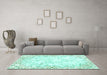 Machine Washable Abstract Turquoise Modern Area Rugs in a Living Room,, wshabs2171turq