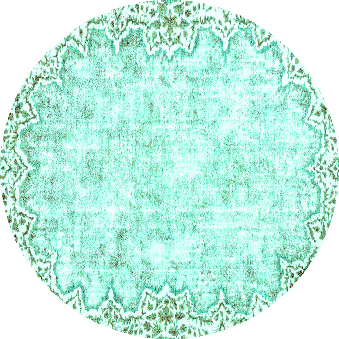 Round Abstract Turquoise Modern Rug, abs2171turq