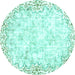 Round Abstract Turquoise Modern Rug, abs2171turq