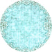 Round Abstract Light Blue Modern Rug, abs2171lblu