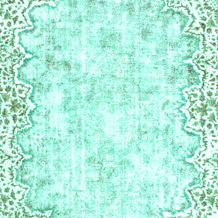 Machine Washable Abstract Turquoise Modern Area Rugs, wshabs2171turq