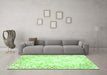 Machine Washable Abstract Green Modern Area Rugs in a Living Room,, wshabs2171grn