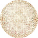 Round Abstract Brown Modern Rug, abs2171