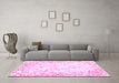 Machine Washable Abstract Pink Modern Rug in a Living Room, wshabs2171pnk