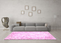 Machine Washable Abstract Pink Modern Rug, wshabs2171pnk