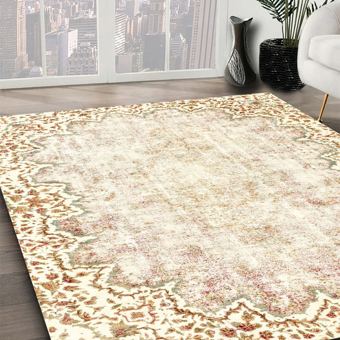 Abstract Brown Modern Rug in Family Room, abs2171