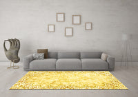 Machine Washable Abstract Yellow Modern Rug, wshabs2171yw