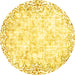 Round Machine Washable Abstract Yellow Modern Rug, wshabs2171yw