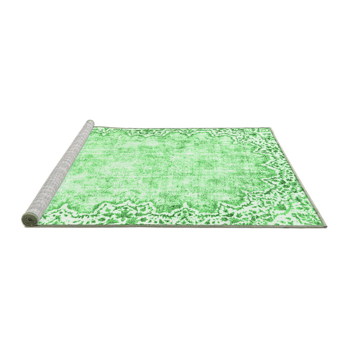 Sideview of Machine Washable Abstract Emerald Green Modern Area Rugs, wshabs2171emgrn
