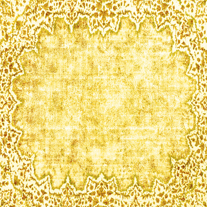 Square Machine Washable Abstract Yellow Modern Rug, wshabs2171yw