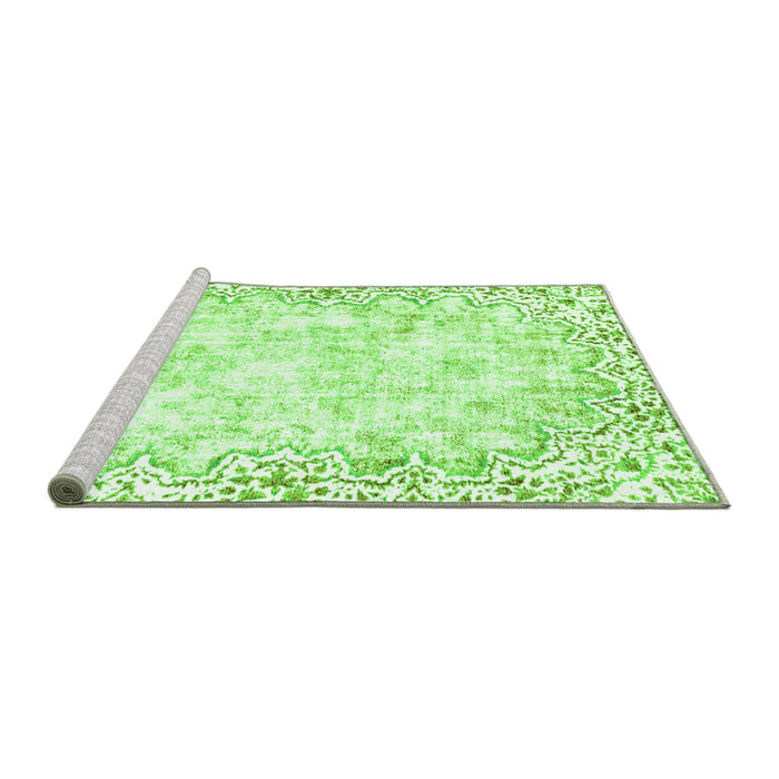 Sideview of Machine Washable Abstract Green Modern Area Rugs, wshabs2171grn