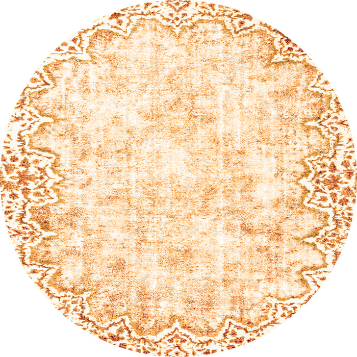 Round Abstract Orange Modern Rug, abs2171org