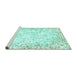 Sideview of Machine Washable Abstract Turquoise Modern Area Rugs, wshabs2171turq