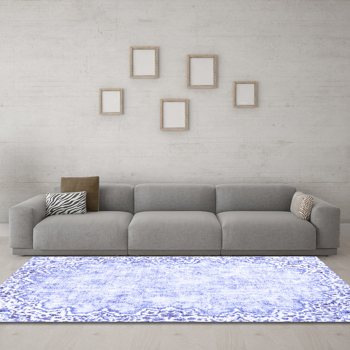 Machine Washable Abstract Blue Modern Rug in a Living Room, wshabs2171blu