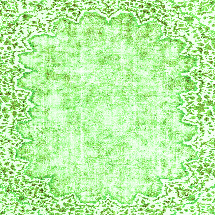 Square Machine Washable Abstract Green Modern Area Rugs, wshabs2171grn
