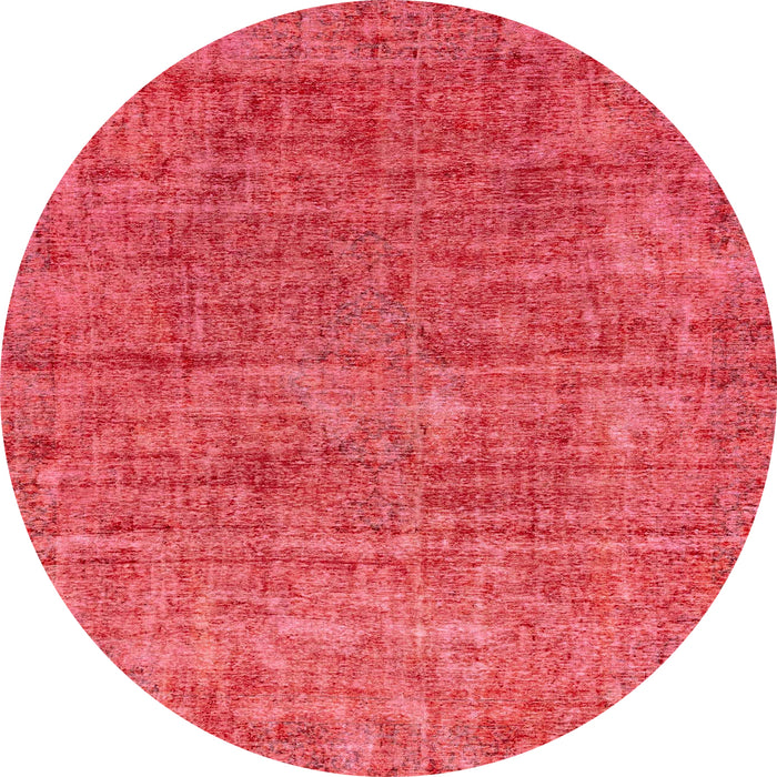 Round Machine Washable Abstract Red Rug, wshabs2172